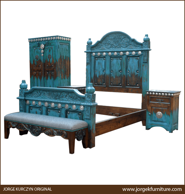 Las Cruces 3 armoire as part of full bedroom set with matching bed, nightstands, and bench