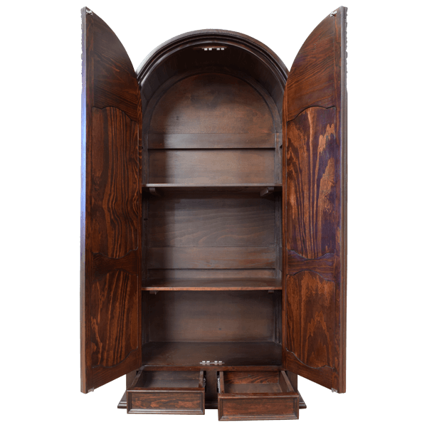 La Negra Elegante 2 cabinet with doors and drawers open revealing interior shelves and storage compartments