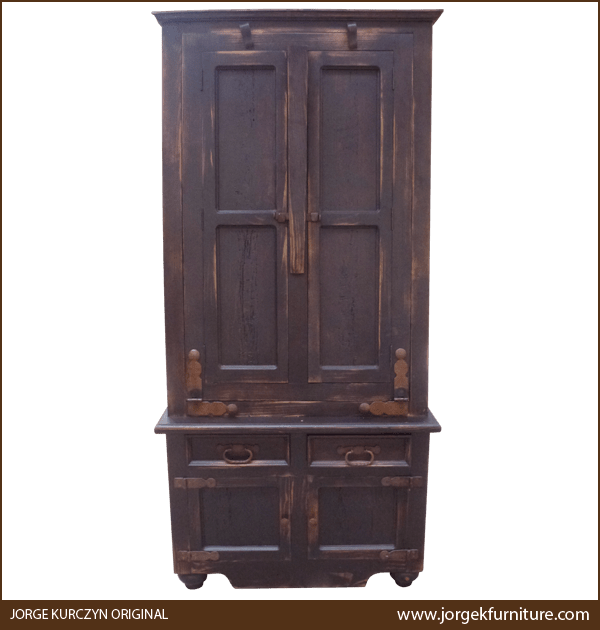 Front view of Chuck Wagon 2 armoire with closed panel and classic Western design