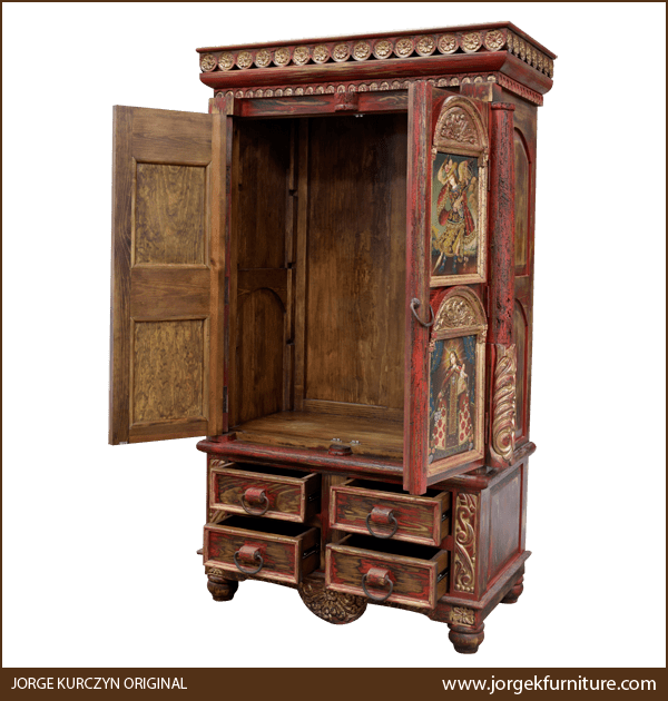 Zoila-Elisa armoire with open doors and drawers showing spacious interior