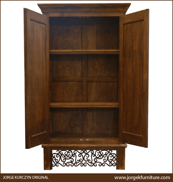 Castillo armoire with doors open showing three spacious storage compartments