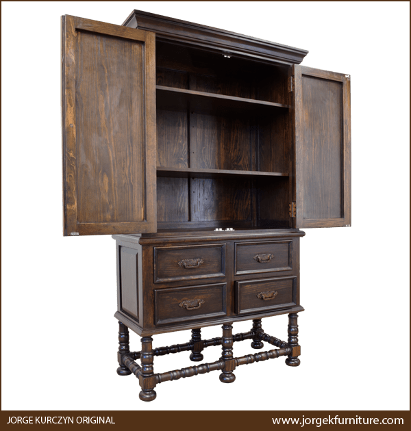 Timberwood armoire with doors open showing three spacious storage compartments