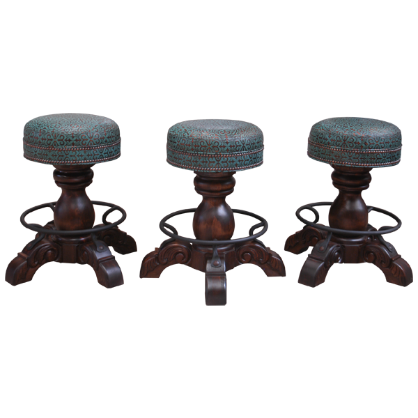 Three El Matador Bajo 6 bar stools in different configurations showing customization options