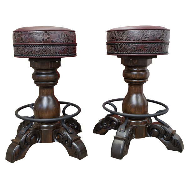 Two El Matador Bajo 7 bar stools side by side showcasing handcrafted symmetry and customization