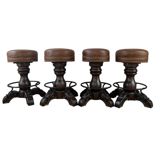 Four El Matador Bajo 10 bar stools side by side showing handcrafted consistency and customization options