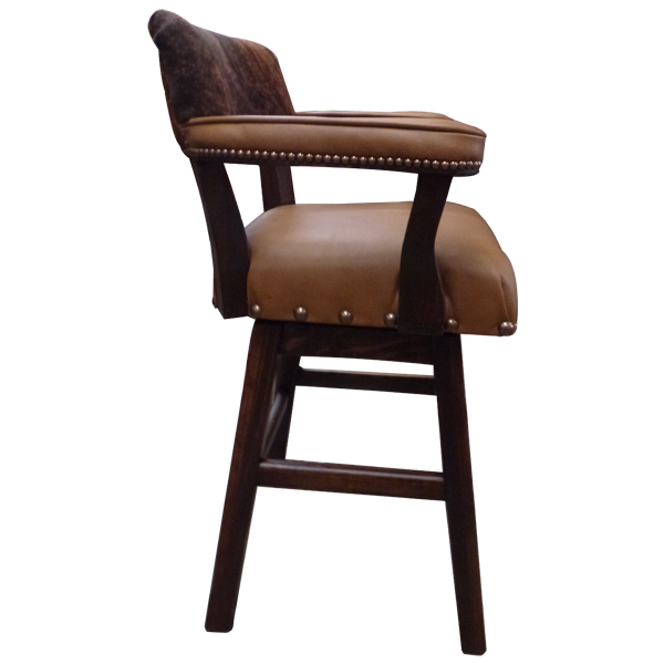 Side view of Barra 3 bar stool highlighting armrest profile and splayed legs