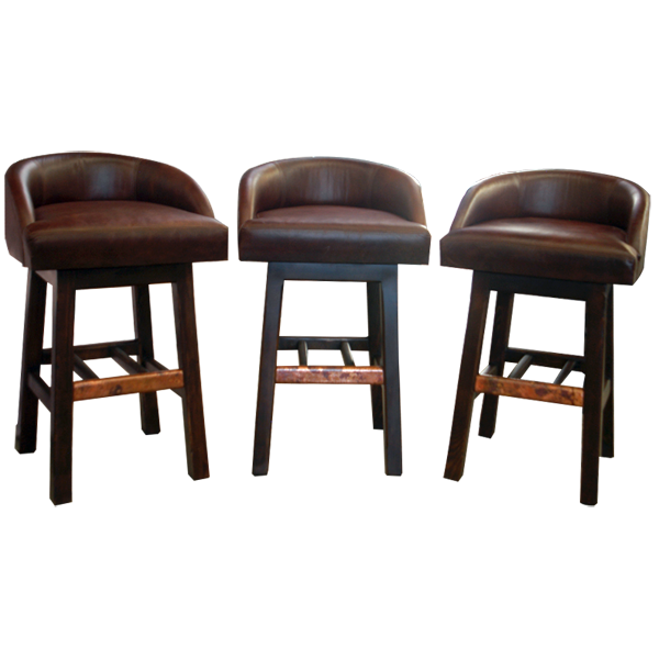 Set of three Contemporary Elegance bar stools with minimalist design and leather seats