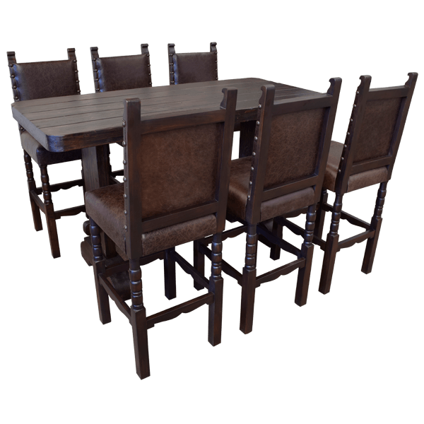 Set of 6 handcrafted barstools with matching Timberwood table in Spanish-Tuscania style